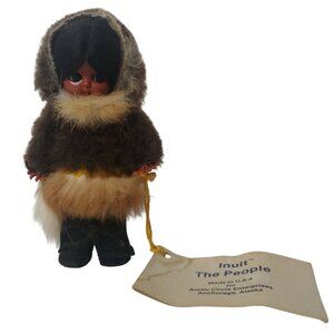 Inuit The People Girl Doll Toy Traditional Native Fur Clothing USA Alaska 6"